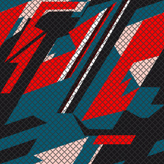 Racing background of geometric shapes. Fabric print on vinyl and decal. Hipster print. Modern abstract design