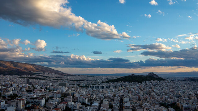 Athens view a cloudy evening