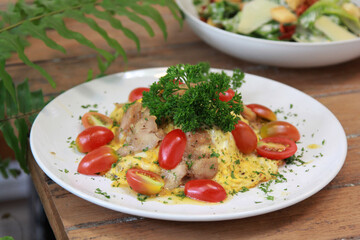 rice with grilled chicken and egg