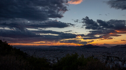 Sunset in Athens city