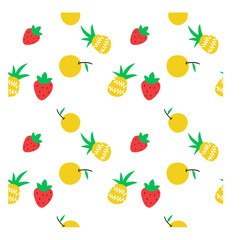 orange,pineapple,strawberry seamless pattern