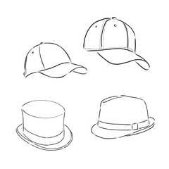 Summer hat vector sketch icon isolated on background. Hand drawn Summer hat icon. Summer hat sketch , hat, vector sketch illustration
