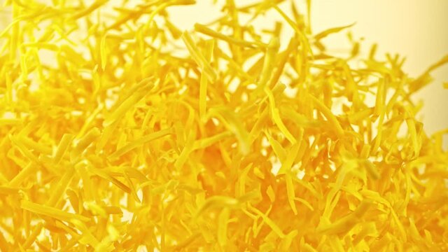 Super Slow Motion Shot of Flying Grated Cheese at 1000 fps.