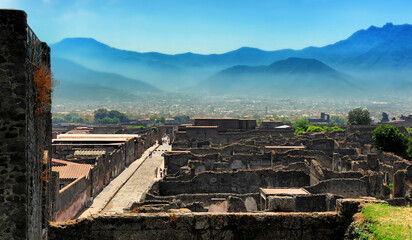 Fototapeta na wymiar the view of Pompeii, Italy