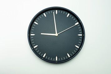 Minimal black clock Isolated on white background, Copy space for your text, Time concept. .