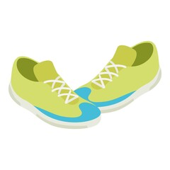Green sneakers icon. Isometric illustration of green sneakers vector icon for web