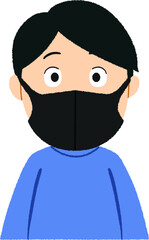 マスクを付ける男性（黒）