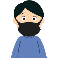 マスクを付ける男性（黒）