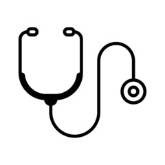 Vector flat style illustration of medical stethoscope line icon isolated on white background