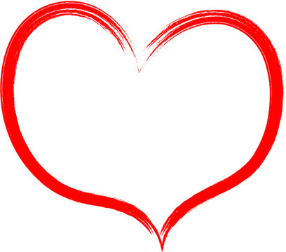 Red heart - doodle style outline for romantic valentines day greeting card. Vector graphic for web design, beautiful icon for cover.