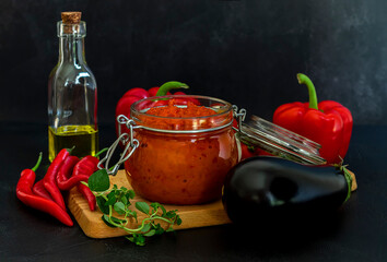 Traditional autumn Balkan vegan spread Ajvar.
