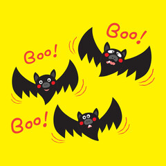 Cute cartoon bat halloween, Decor creepy cute halloween image, illustration vector