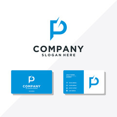 letter P logo and business card display
