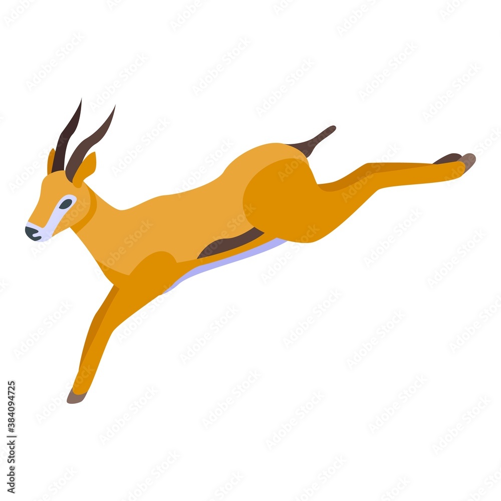 Wall mural Jumping gazelle icon. Isometric of jumping gazelle vector icon for web design isolated on white background - Wall murals