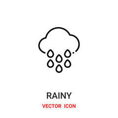 rainy icon vector symbol. rainy symbol icon vector for your design. Modern outline icon for your website and mobile app design.