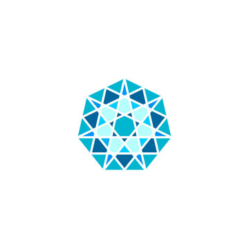 stained glass logo with a heptagon star shape