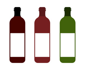 set of Bottle Wine isolate on white background.