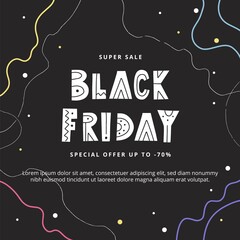 Black friday abstract modern banner template with lettering, vector illustration
