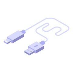Usb white cable charger icon. Isometric of usb white cable charger vector icon for web design isolated on white background