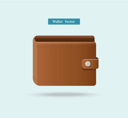 Brown wallet full of green dollars vector illlustration