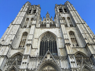 Fototapeta na wymiar Cathedral of St. Michael and St. Gudula in Brussels Belgium