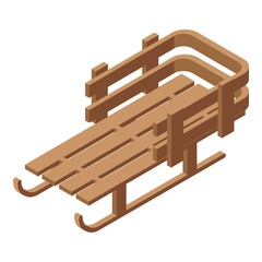 Wooden sleigh icon. Isometric of wooden sleigh vector icon for web design isolated on white background