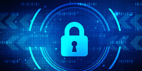 2d illustration Safety concept: Closed Padlock on digital background