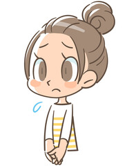 申し訳なさそうに悲しむ女の子