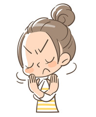 バッテンを手で作って拒否の態度を取る女の子