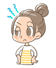 疑わしい様相でにらむ女の子