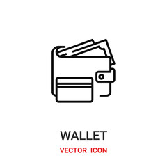 wallet icon vector symbol. wallet symbol icon vector for your design. Modern outline icon for your website and mobile app design.