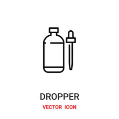 Dropper vector icon. Modern, simple flat vector illustration for website or mobile app.Dropper with bottle symbol, logo illustration. Pixel perfect vector graphics	
