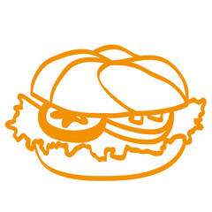 Handgezeichneter Burger in orange