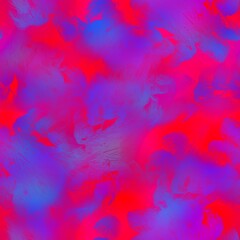 Seamless dynamic red and blue leaf pattern. High quality illustration. Hyper bright vivid and vibrant natural foliage design. Intense colors and energetic ultra-violet feel.