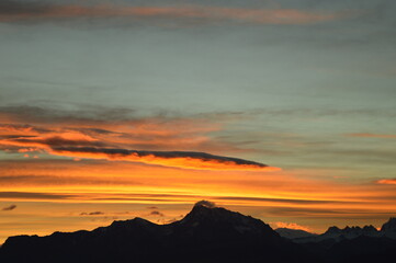 Sunset over El Chalten and hiking at Fitz Roy in Patagonia, Argentina