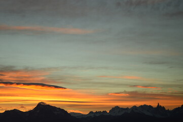 Sunset over El Chalten and hiking at Fitz Roy in Patagonia, Argentina