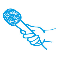Handgezeichnetes Interview-Symbol in blau