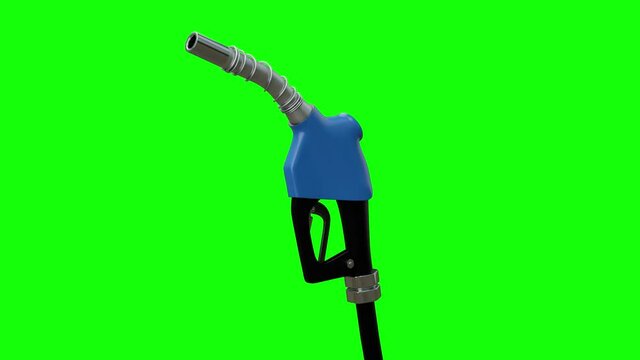 The gas nozzle dispenser, 3d modeling turntable motion looping on green screen background with alpha channel in the end section.