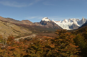 Sunset over El Chalten and hiking at Fitz Roy in Patagonia, Argentina