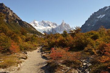 Sunset over El Chalten and hiking at Fitz Roy in Patagonia, Argentina