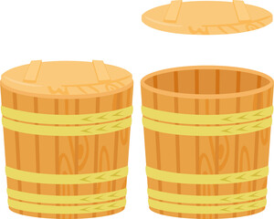 蓋付きの木樽、木桶 © logistock