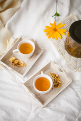 Cozy morning breakfast at home