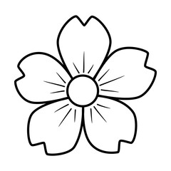 Cherry flower old school classic traditional tattoo. Hand Drawn Black Outline Doodle Logo Icon. Coloring book page. Stock vector illustration isolated on white background