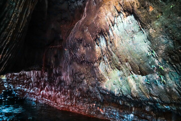 Colorful stone inside the cave at Santirah Pangandaran West Java Indonesia