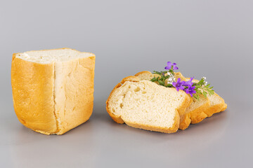 gorgeous fresh wheat bread with wildflowers
