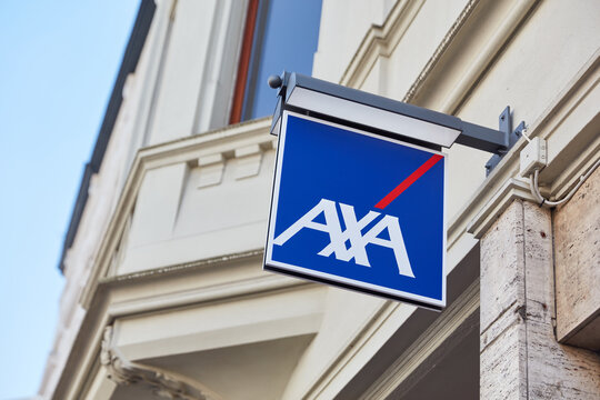 COLOGNE; May 2020: Axa insurance logo in front of office