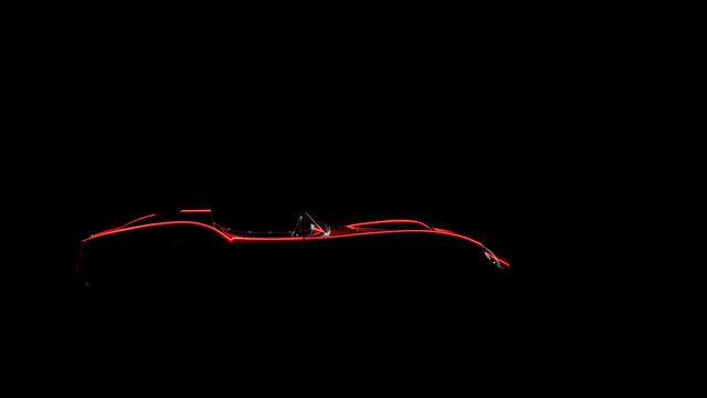 silhouette of red vintage sports car