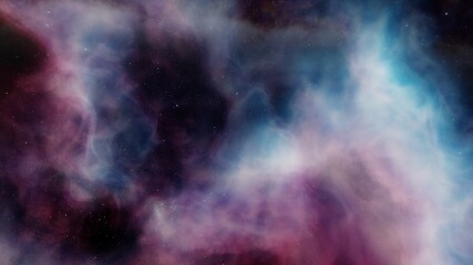 Nebula and galaxies in space. Abstract cosmos background. 3D render