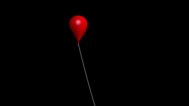 3D render of a red balloon floating in the breeze tied with some string. The background is transparent so you can place this over any footage