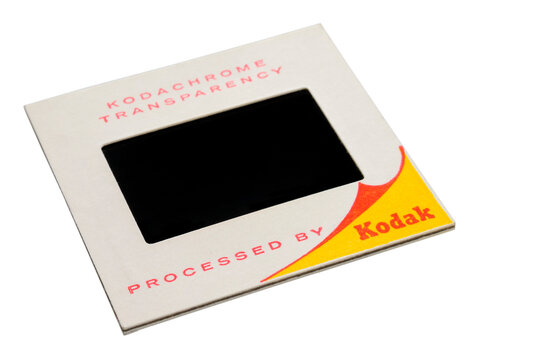 London, England - September 9, 2009: Kodak Kodachrome Transparency in a Cardboard Mount, It was a very popular film used by amateurs and professionals worldwide.